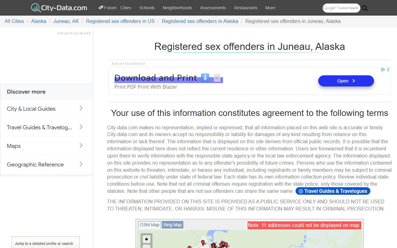 Juneau City and Borough sex offenders