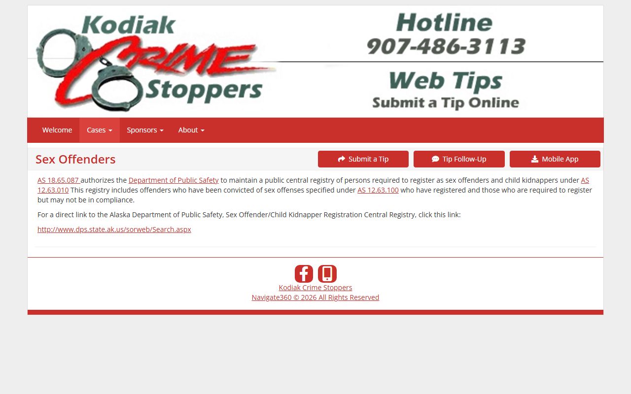 Kodiak Island Borough sex offenders