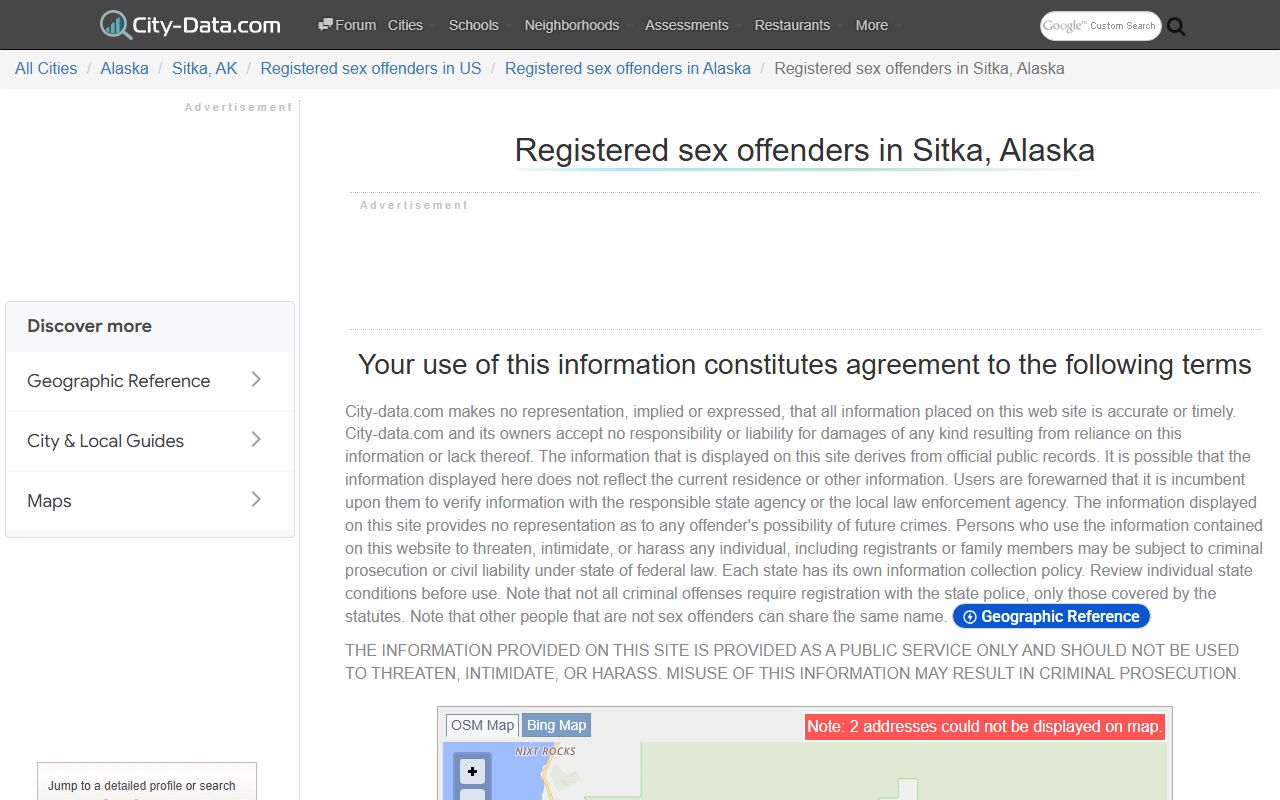 Sitka City and Borough sex offenders