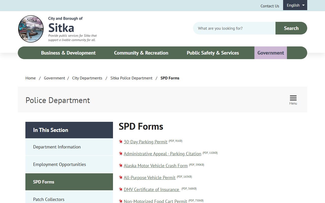 Sitka sex offenders police forms image