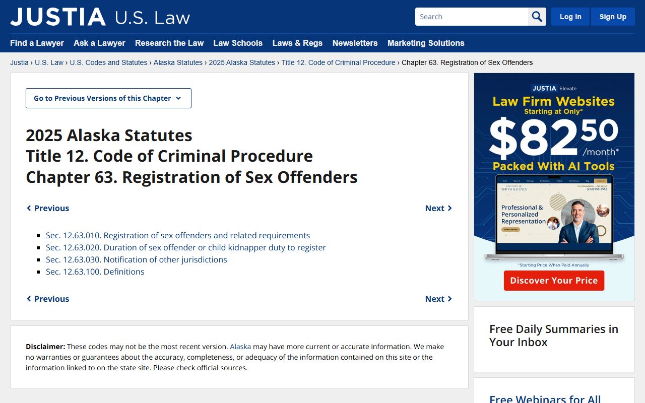 Alaska sex offenders statutes reference